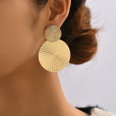 Fashion Exaggerated Design Metal Geometry Retro Round Temperament Earrings