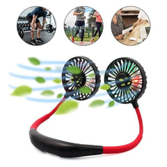 Mini Portable Hanging Neckband Fan USB Rechargeable Double Fans Air Cooler Conditioner Colorful Aroma Electric Desk Fan For Room Shopping