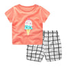 Image of Cartoon Clothing Baby Boy Summer Clothes T-shirt Baby Girl Casual Clothing Sets Shopping