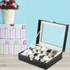 Image of Watch Display Grid Box Lockable Case Faux Leather Jewellry Storage Organiser Shopping