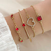 Image of Light Luxury Square  Gem Bracelet Female Fully Jeweled Loving Heart Peach Heart Shopping