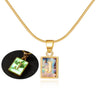 Image of 26 Letter Square Necklace Colorful Shell Luminous Pendant Chain Necklace For Women Temperament Ladies Jewelry Shopping