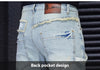 Image of Men's Patchwork Contrast Color Casual Cloth Patch Jeans Shopping