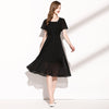 Image of Medium Length Black Chiffon Dress For Women Shopping