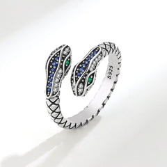 S925 Sterling Silver Diamond Retro Snake Ring Personalized Hip Hop Ornament Shopping