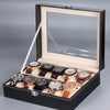 Image of Watch Display Grid Box Lockable Case Faux Leather Jewellry Storage Organiser Shopping