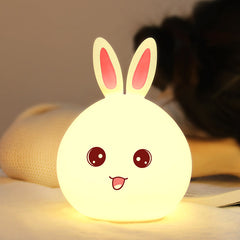 Cute Night Light Animal Rabbit Night lamps Touch Sensor Silicone LED Colorful Lights Shopping