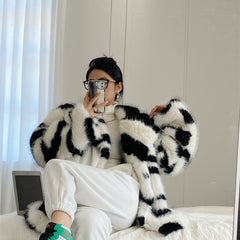 Women's Fashion Polo Collar Faux Fur Coat Shopping