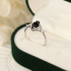 Image of S925 Silver Oval Black Agate Diamond-embedded Simple Design Women's Ring Shopping