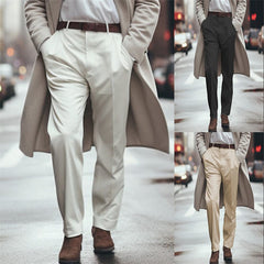 Men's Formal Wear Solid Color Slant Pockets Loose Mid Waist Suit Pants Shopping