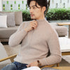 Image of Zippered Half Turtleneck Solid Wool Sweater Loose Knit Shopping