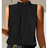 Image of Summer Simple Black Casual Sleeveless Slim Vest Shopping