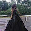 Image of Women's Black Bra Simple Satin Long Ground Length Evening Dress Shopping