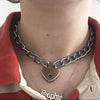 Image of Ins Style Hypoallergenic Titanium Steel Non-fading Heart-shape Lock Necklace Shopping