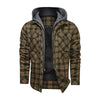 Image of Men Long-sleeved Plaid Jacket Regular Fit Fleece Detachable Hoodies Jackets Shopping