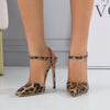 Image of Stiletto Leopard Print Shallow Mouth European And American Plus Size Pointed Women's High Heels Shopping