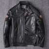 Image of Embroidered Men's Motorcycle Leather Jacket Shopping