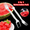 Image of 2 In 1 Watermelon Fork Slicer Multi-purpose Stainless Steel Watermelon Slicer Cutter Kitchen Fruit Cutting Fork Fruit Divider Kitchen Gadgets Shopping