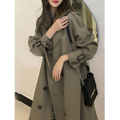 Women Trendy Trench Coat, Double Breasted Coat, Korean Women's Trench Coat, Elegant Oversize Trench Coat, Spring Clothing, Womens Clothing Shopping