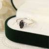 Image of S925 Silver Oval Black Agate Diamond-embedded Simple Design Women's Ring Shopping