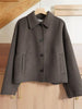 Image of Original-women's Lapel Coffee Brown253 Deep Loose Double-sided Wool Short Coat Shopping