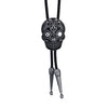 Image of Skull Facial Makeup Genuine Leather Polo Bow Tie Necklace Shopping