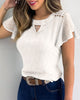 Image of Floral Embroidered Sheer Mesh Trembling Ruffle Sleeve Hollowed Leisure Top Shopping