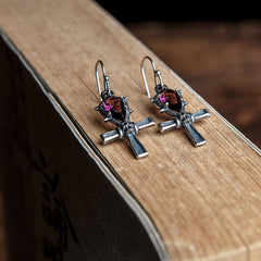 S925 Sterling Silver Anka Life Cross Earrings