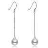 Image of Pearl Shell Pearl Stud Earrings Silver Plated Tassel Jewelry Long Earrings Shopping