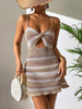 Image of Striped Backless Dress Vacation Style Sling Shopping