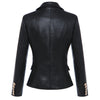 Image of Metal buckle double-breasted leather suit Shopping