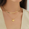 Image of Blade Chain Double Layer Twin Rose Brass Gold Plated Short Necklace Shopping