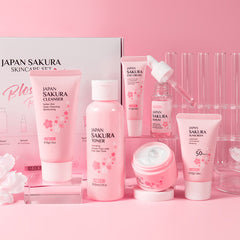 Skin Care Set JAPAN SAKURA Women Beauty Gift Sets Skin Care Kit With Cleanser, Toner, Lotion, Serum, Eye Cream, Face Cream Travel Kit For Women Teen Girls Mom Daughter TSA-friendly Sizes 6pcs Shopping111