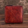 Image of Solid Color Short Cowhide Hand-rub Color Wallet Shopping