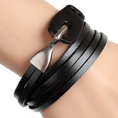 Retro Leather Bracelet 3-ring Winding Leather Hand Strap Hook Wrist Strap Metal Hook Buckle Shopping