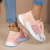 Image of New Lace-up Sports Shoes Women Color-matching Breathable Mesh Shoes Running Walking Casual Sneakers Shopping