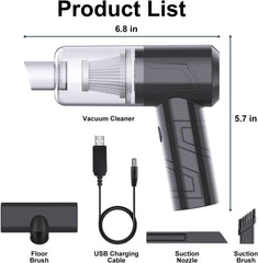 Powerful Handheld Vacuum Cleaner For Car Home Cleaning Cordless, Rechargeable 2 In 1 Mini Vacuum Blower 18000PA Suction  Lightweight Portable Black