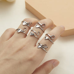 Simple Letter Three-dimensional Loving Heart With Opening Adjustable Ring Shopping