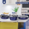 Image of Frying Pan Sets Non Stick 3Pieces Blue 3D Diamond Cookware Shopping