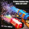 Image of Bubble Gun Rocket 69 Holes Soap Bubbles Machine Gun Shape Automatic Blower With Light Toys For Kids Pomperos Shopping