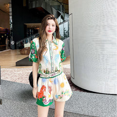 Fashion Casual Shirt And Shorts Two-piece Suit Small Tea Suit Shopping