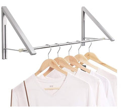 Laundry Room Drying Rack Wall Mounted Clothes Hanger Folding Wall Coat Racks Aluminum Home Storage Organiser Space Savers Silver 2 Rakcs With Rod Shopping