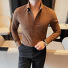 Image of British Style Spring Men's Long Sleeve Shirt Business Casual Solid Color Shopping