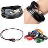 Image of Retro Leather Bracelet 3-ring Winding Leather Hand Strap Hook Wrist Strap Metal Hook Buckle Shopping