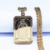 Image of Retro Square Stainless Steel Gold Medal Necklace Shopping