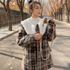 Image of Mid-length Thick Lamb Hair Pie Overcoming The Waist And Velvet Plaid Jacket Shopping