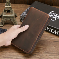 New Retro Hand Multifunctional Zipper Men's Leather Wallet Shopping