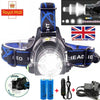 Image of T6 Headlamp Rechargeable 350000LM LED Zoom Headlight Head Torch USB Line New UK Shopping