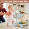 Image of ROBOTIME Baby Wooden Shopping Cart Toy For Toddler Kids Wooden Baby Push Walker Toy Push Toy For Babies Learning To Walk For Toddler Kids Boys Girls 10 Month Shopping