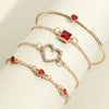 Image of Light Luxury Square  Gem Bracelet Female Fully Jeweled Loving Heart Peach Heart Shopping